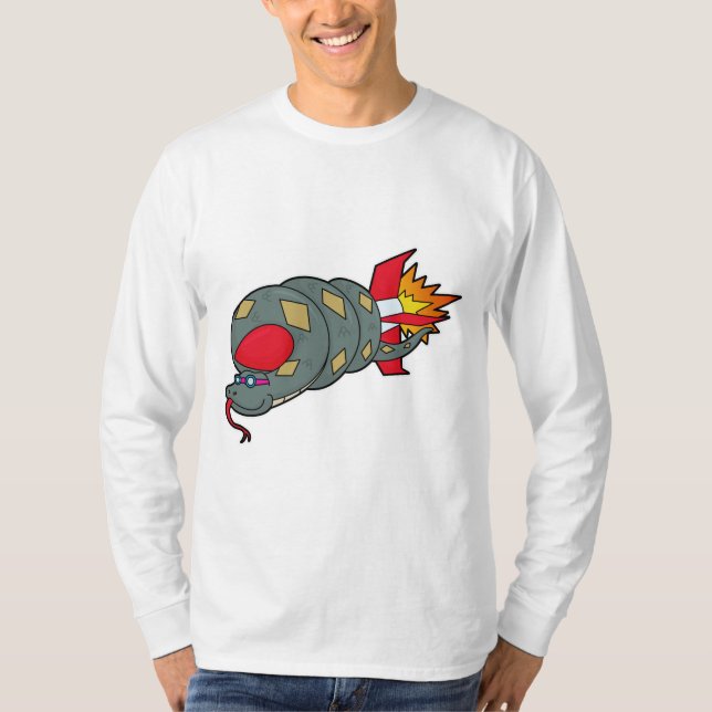 Schlange mit Rakete T-Shirt (Vorderseite)