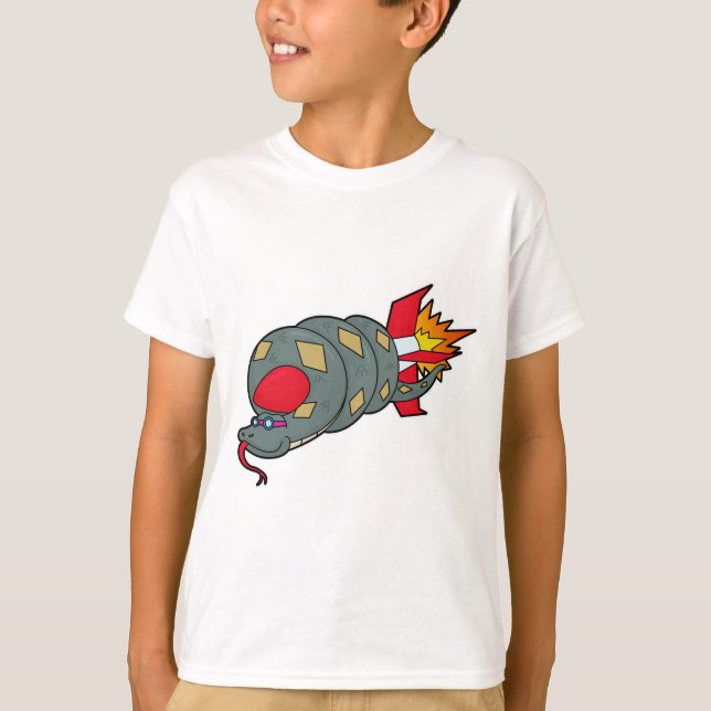 Schlange mit Rakete T-Shirt (Vorderseite)