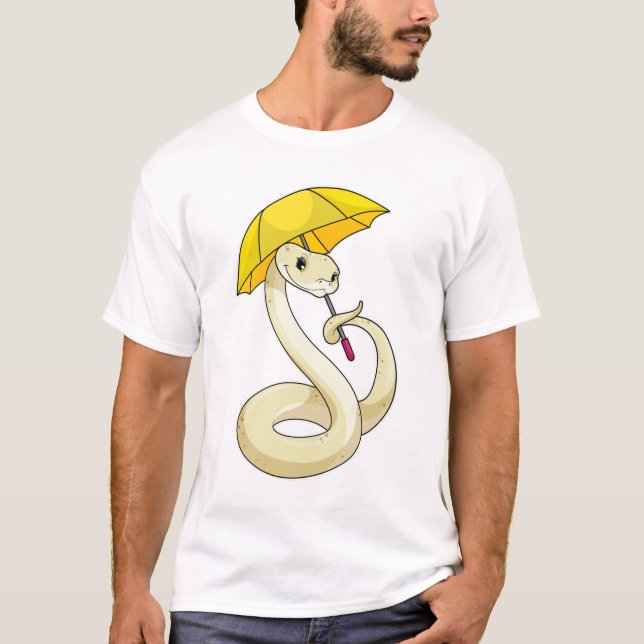 Schlange mit Regenschirm T-Shirt (Vorderseite)