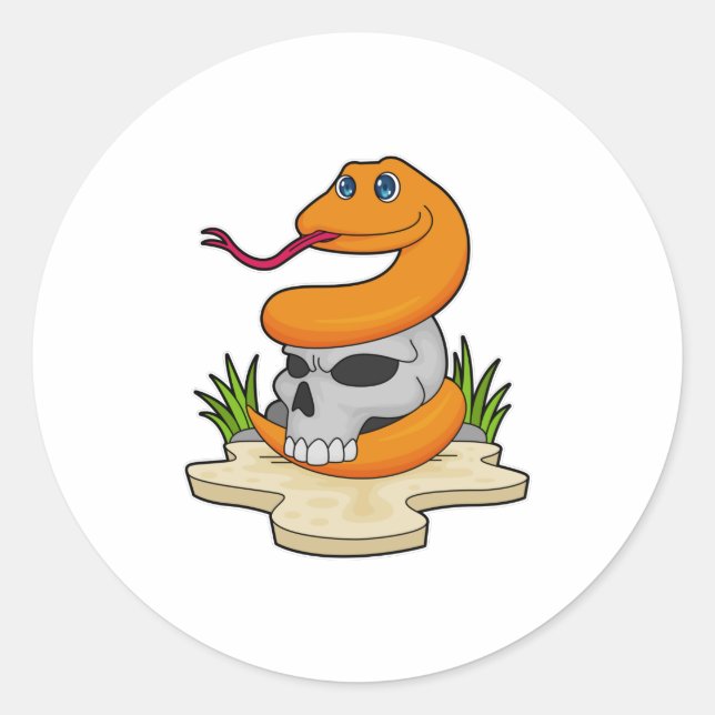 Schlange mit Schädel Runder Aufkleber (Vorderseite)