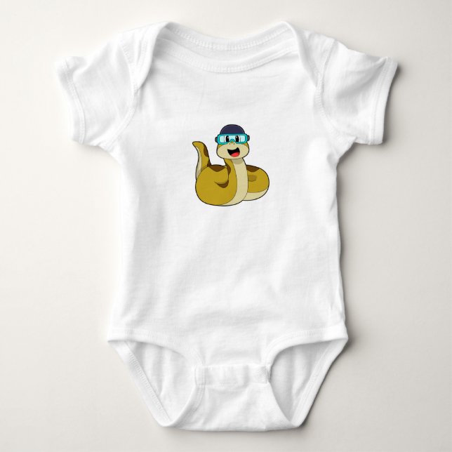 Schlange mit Schwimmbrille Baby Strampler (Vorderseite)