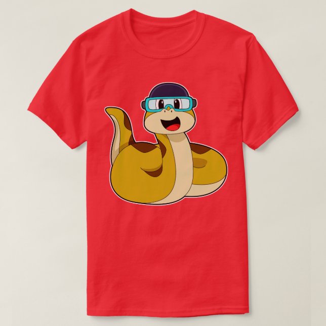 Schlange mit Schwimmbrille T-Shirt (Design vorne)