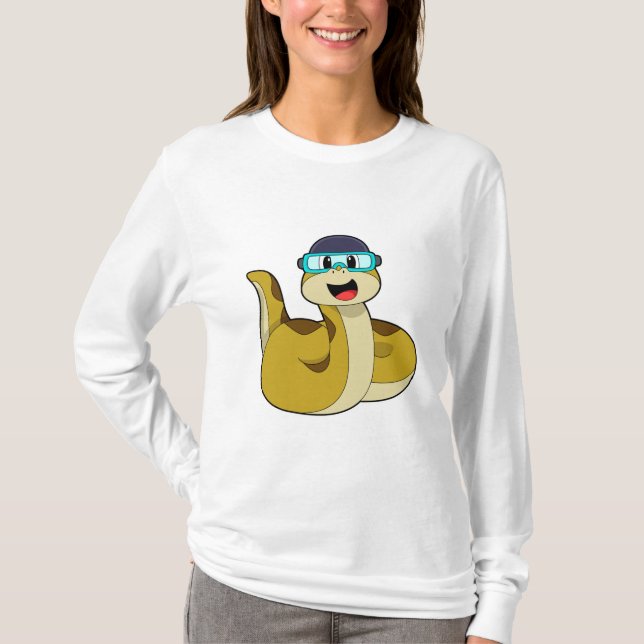 Schlange mit Schwimmbrille T-Shirt (Vorderseite)