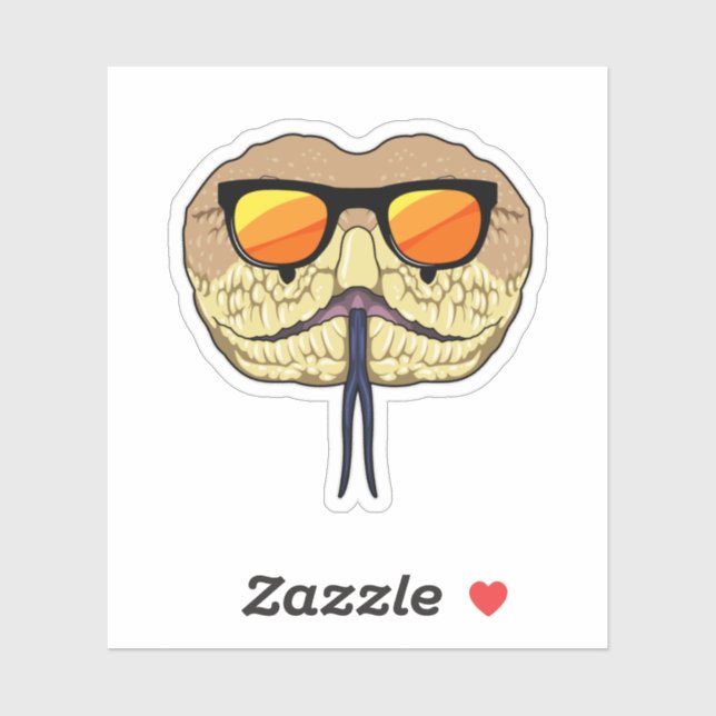 Schlange mit Sonnenbrille Aufkleber (Blatt)