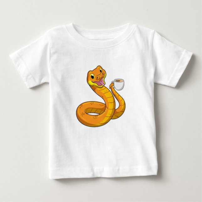 Schlange mit Tasse Kaffee Baby T-shirt (Vorderseite)