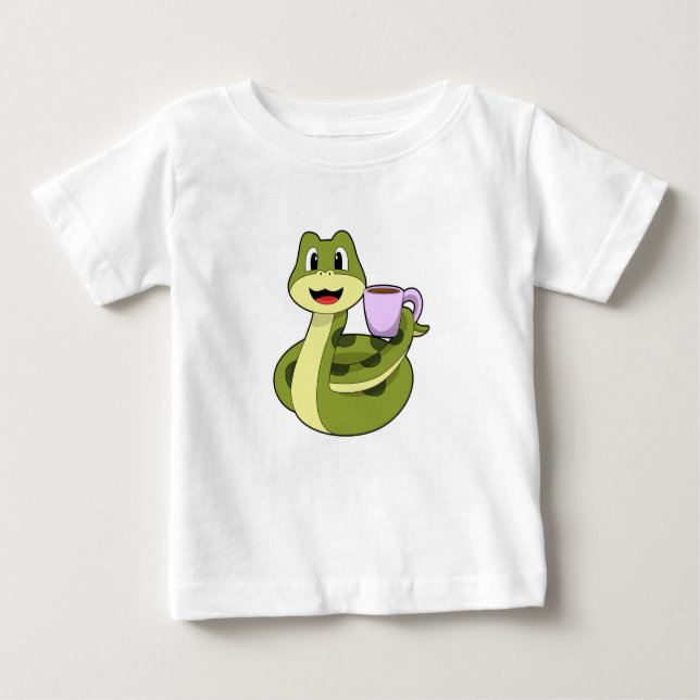 Schlange mit Tasse Kaffee Baby T-shirt (Vorderseite)