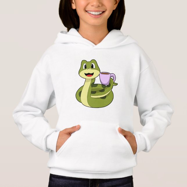 Schlange mit Tasse Kaffee Hoodie (Vorderseite)