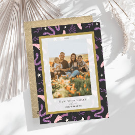 Schlange & Pilz Schwarz 2 Foto Chinesisches Neujah Feiertagskarte