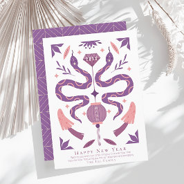 Schlange & Pilz Weißes Foto Chinesisches Neujahr Feiertagskarte