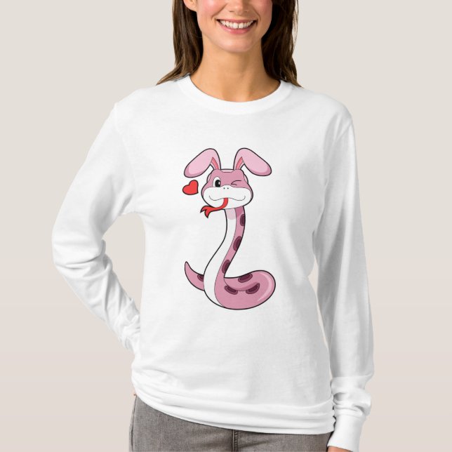 Schlange Rabbit Herz T-Shirt (Vorderseite)