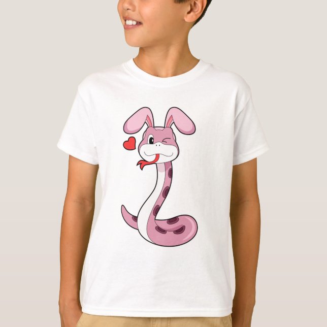 Schlange Rabbit Herz T-Shirt (Vorderseite)