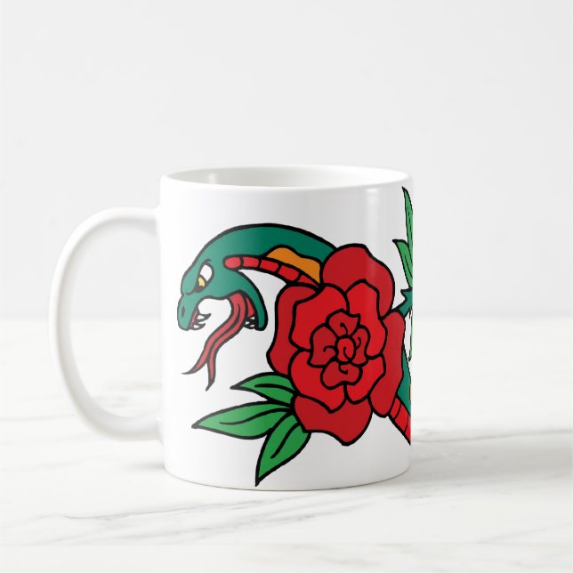 Schlange Rund um die Rote Rose Schlange Tasse (Links)