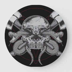 Schlange, Schädeluhr, mit AXES Große Wanduhr