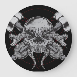 Schlange, Schädeluhr, mit AXES Große Wanduhr