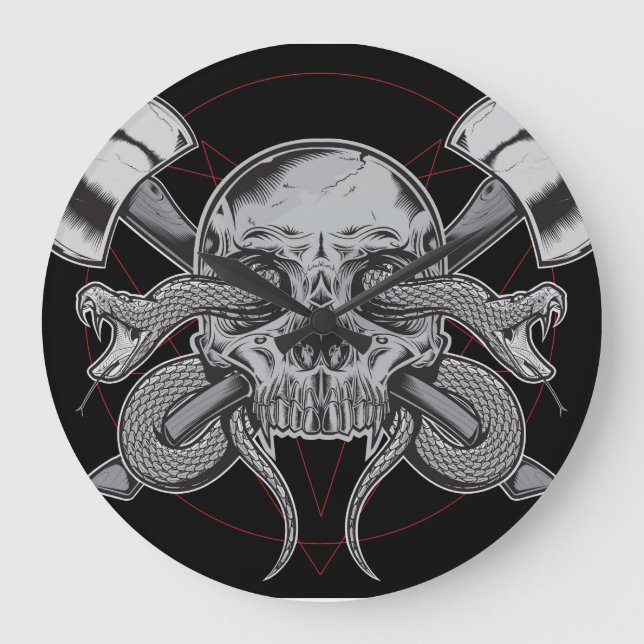 Schlange, Schädeluhr, mit AXES Große Wanduhr (Vorderseite)