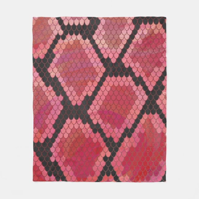 Schlange Schwarz und Rot Print Fleecedecke (Vorderseite)