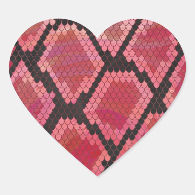 Schlange Schwarz und Rot Print Herz-Aufkleber (Vorderseite)