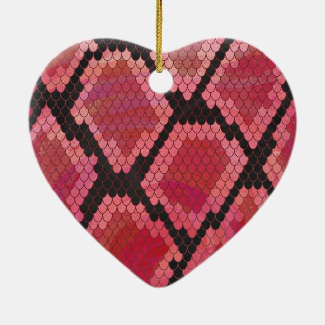 Schlange Schwarz und Rot Print Keramik Ornament (Hinten)