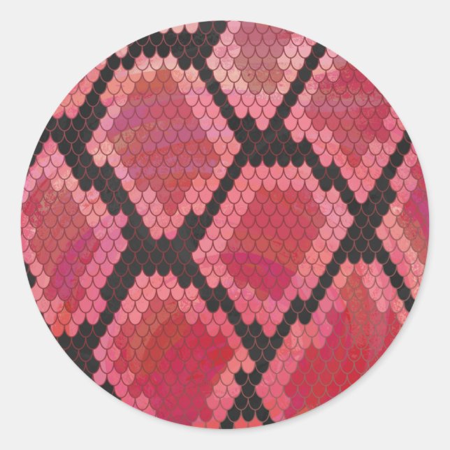 Schlange Schwarz und Rot Print Runder Aufkleber (Vorderseite)