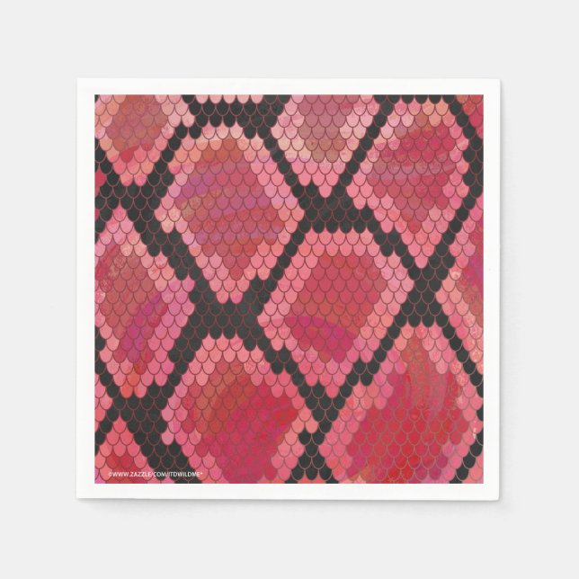 Schlange Schwarz und Rot Print Serviette (Vorderseite)