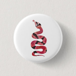 Schlange Schwarze und Rote Silhouette Button
