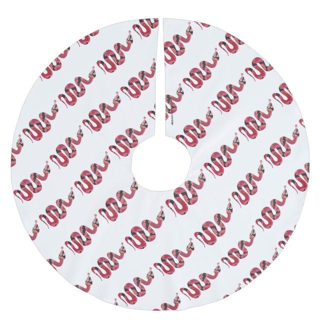 Schlange Schwarze und Rote Silhouette Polyester Weihnachtsbaumdecke (Vorderseite)