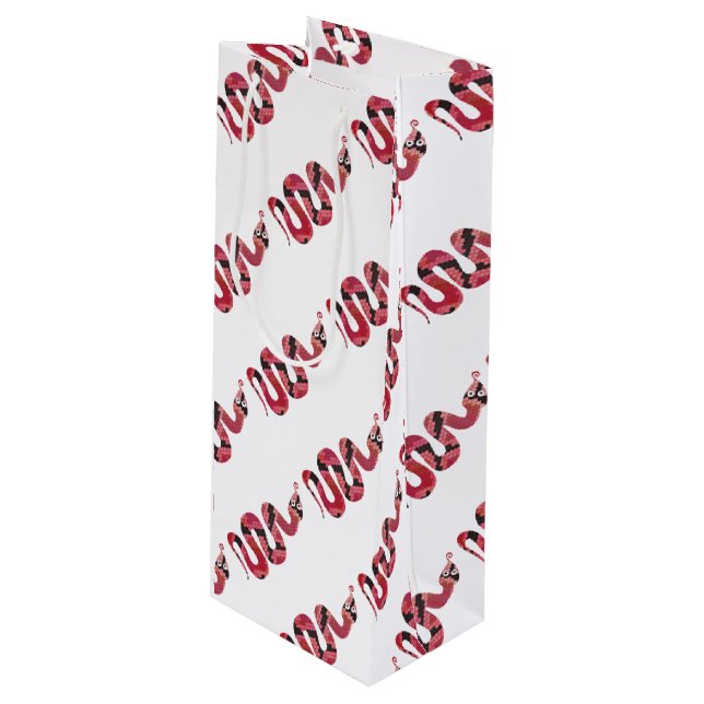 Schlange Schwarze und Rote Silhouetten Geschenktüte Für Weinflaschen (Vorderseite Schrägansicht)