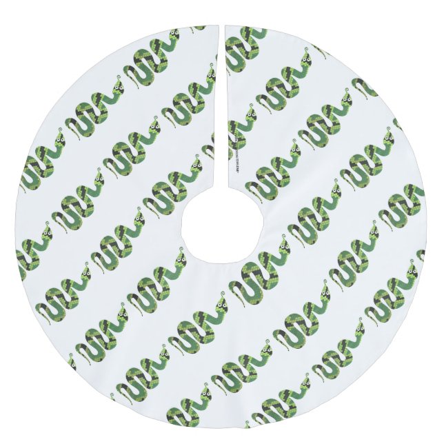 Schlange Silhouette für Schwarz und Grün Polyester Weihnachtsbaumdecke (Vorderseite)