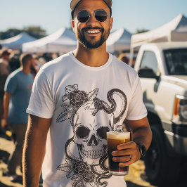 Schlange Skull Schwarz/Weiß Grafik Art Stilmittel T-Shirt