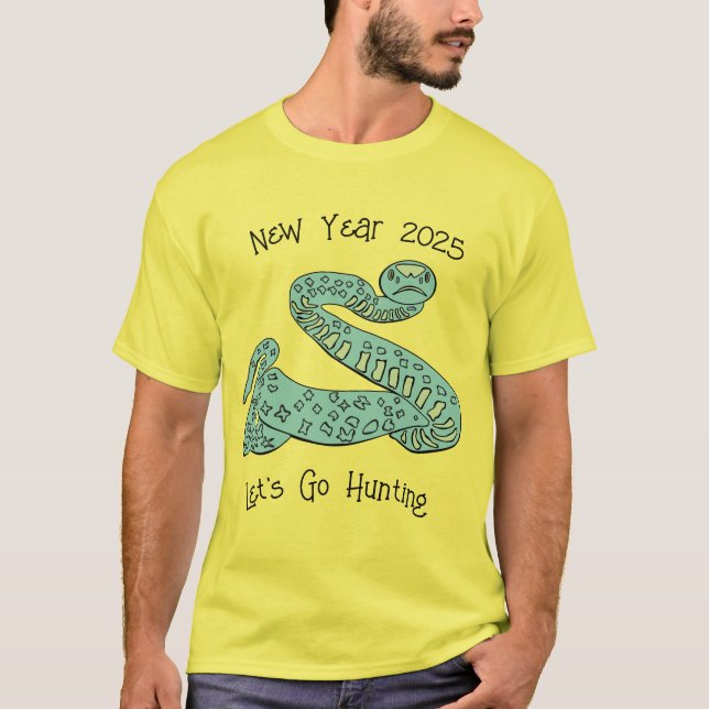 Schlange T - Shirt für das neue Jahr 2025 (Vorderseite)