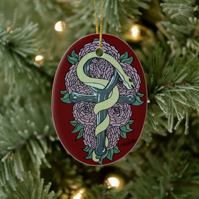 Schlange umhüllt von Katy c. Keramik Ornament (Baum)