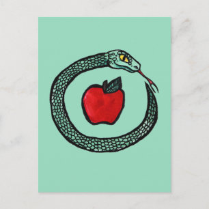 Schlange und Apfel Postkarte