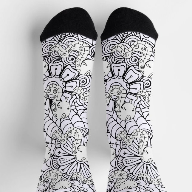 Schlange und botanische Doodles mit Flora Socken (Oben)