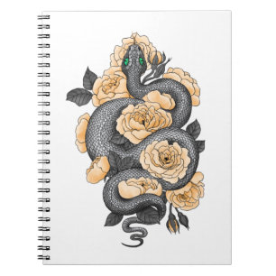 Schlange und Gelbe Rosen Notizblock