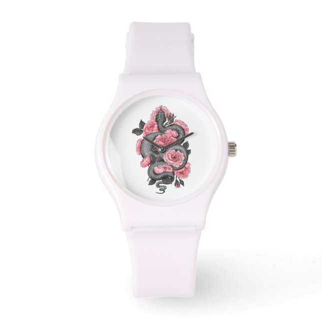 Schlange und Rose Armbanduhr (Vorderseite)