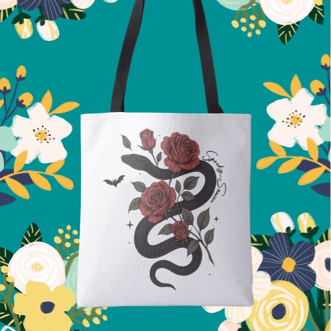 Schlange und Rose Tote Tasche - gotisches Blumende (Von Creator hochgeladen)