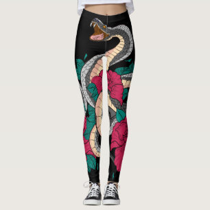 Schlange und Rote Rose Leggings
