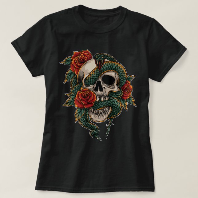 Schlange und Schädel T-Shirt (Design vorne)
