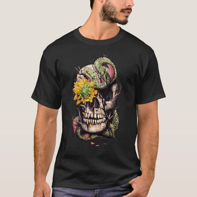 Schlange und Schädel T-Shirt (Vorderseite)