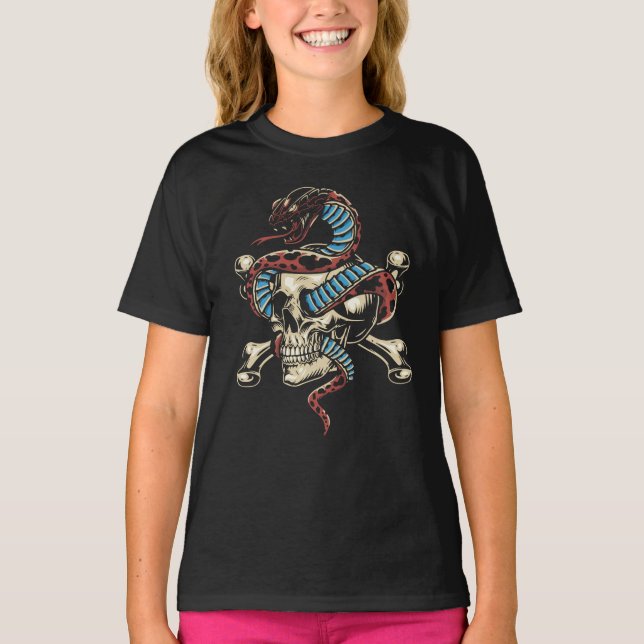 Schlange und Schädelgotik T-Shirt (Vorderseite)
