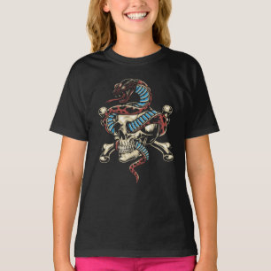 Schlange und Totenkopf Gothic Artwork T-Shirt