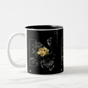Schlange und Wandmalerei der Rose, Zweifarbige Tasse