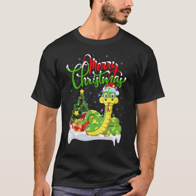 Schlange Weihnachten Dekorationen Weihnachten T-Shirt (Vorderseite)
