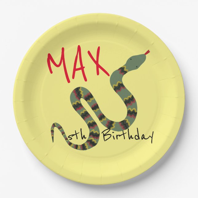 Schlange zum Erkunden von Jungle Safari Geburtstag Pappteller (Vorderseite)