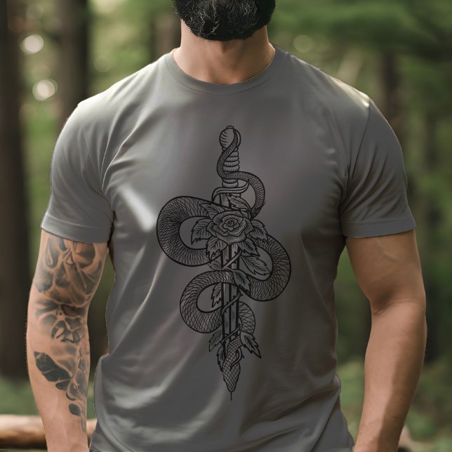 Schlangen Blade & Rose Schlangen Weg Luciferian T-Shirt (Snake Blade & Rose Serpents Path Luciferian T-Shirt)