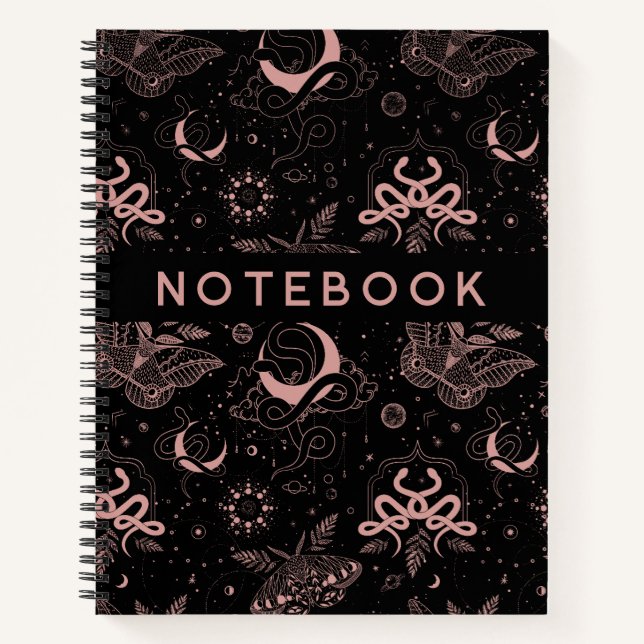 Schlangen Moons Moths Magisch Notizbuch (Vorderseite)