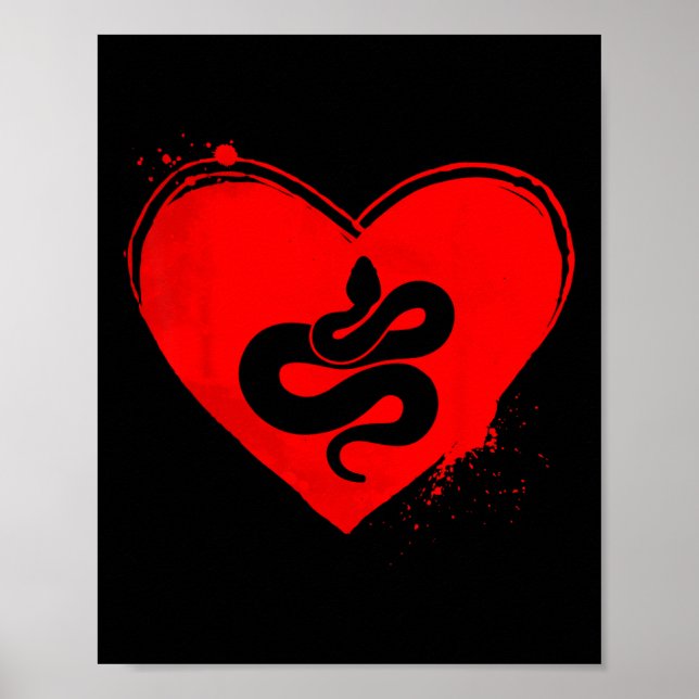 Schlangen-Silhouette Herzform Valentinstag Schlang Poster (Vorne)