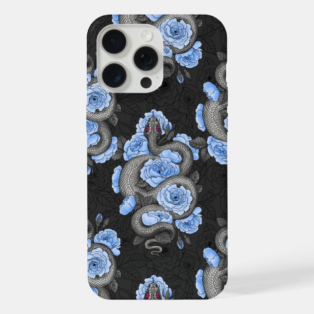 Schlangen und blaue Rose iPhone Hülle (Rückseite)