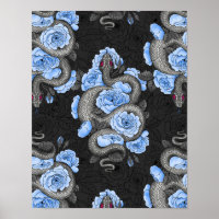 Schlangen und blaue Rose