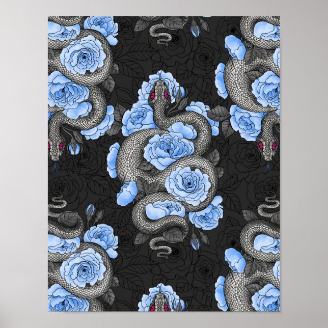 Schlangen und blaue Rose Poster (Vorne)